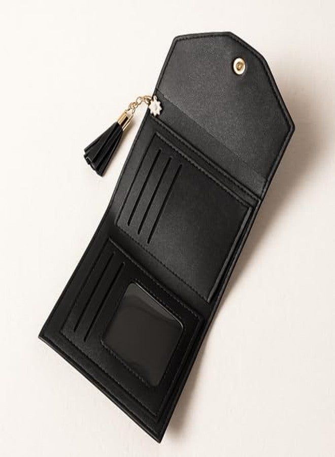 CELED Personalized Women’s Leather Clutch | Custom Name Engraved Purse with Tassel (Black) - Image 4